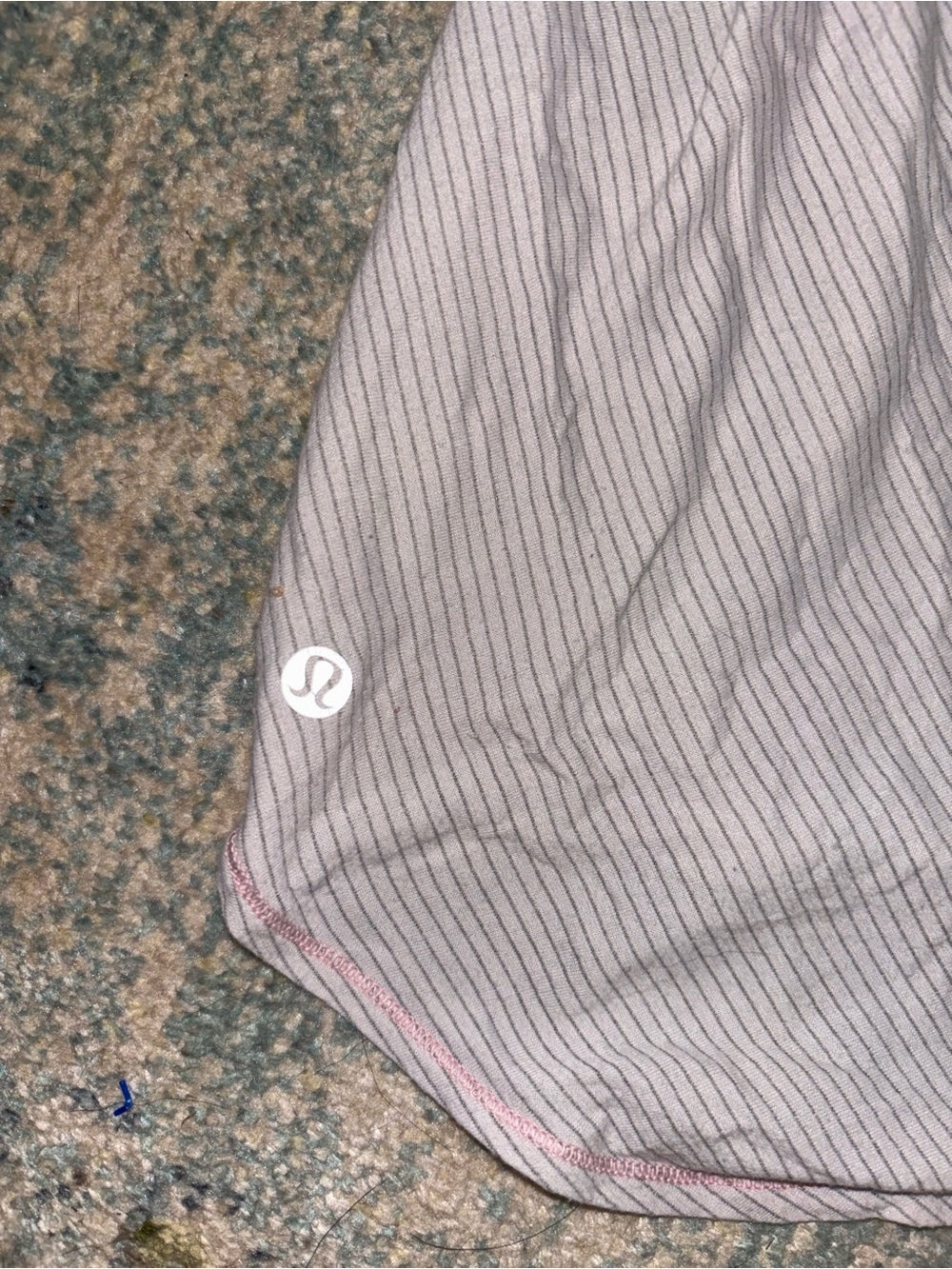 Light Pink/gray Striped Lululemon Tank with Cross-Back Detail - Picture 3 of 3
